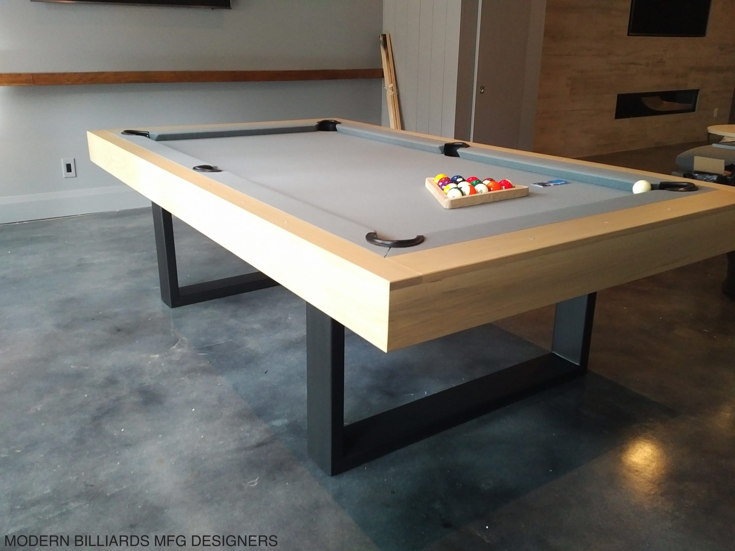 MODERN POOL TABLE, RIVIERA OAK CONTEMPORARY STEEL