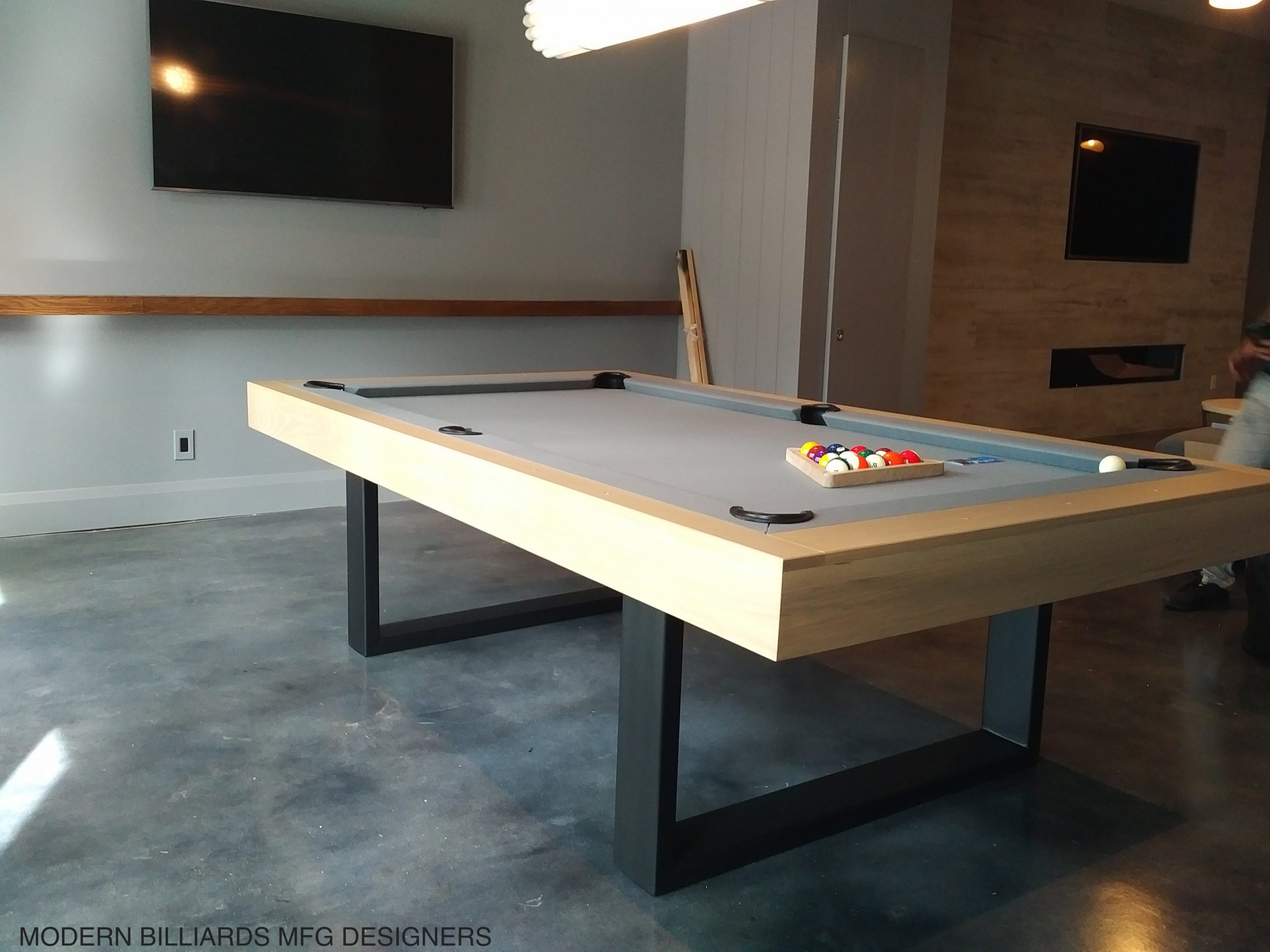 MODERN POOL TABLE, RIVIERA OAK CONTEMPORARY STEEL - Image 2